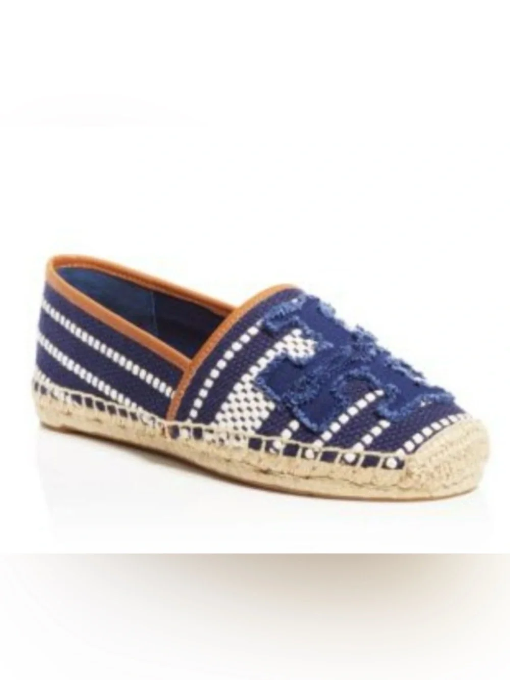 Tory Burch SHAW Navy and White Espadrille Flat 8.5